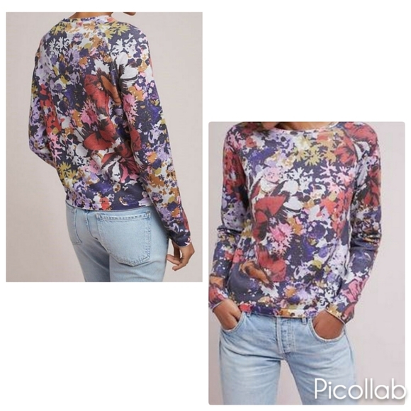 Anthropologie Tops - Anthropologie Maeve Kimmie Floral Sweatshirt